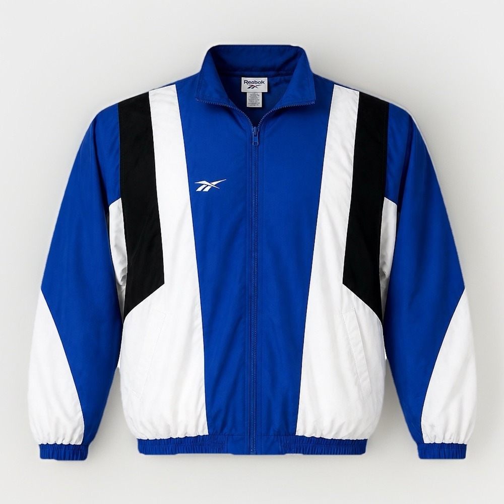 Reebok Windbreaker Track Jacket Men's 2XL Vintage 90s Blue White Colorblock